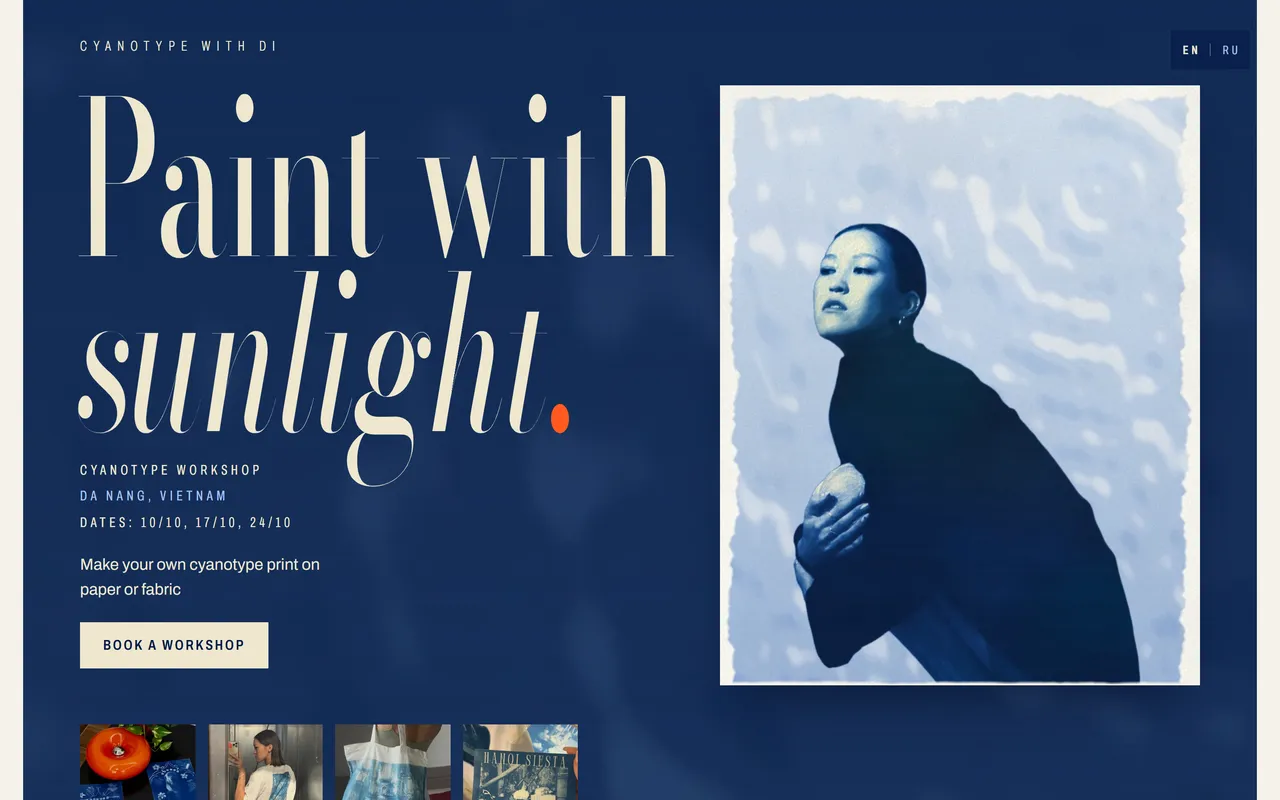 Cyanotype with Di 首頁，桌機畫面 / desktop first screen